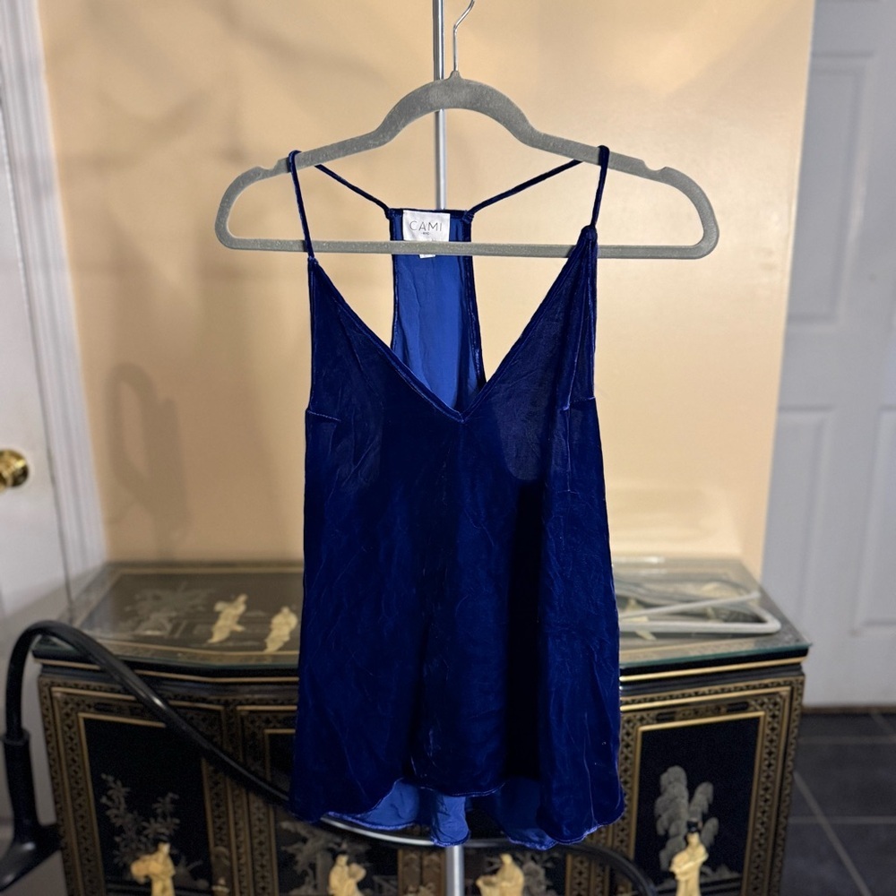 Elegant Blue Velvet Women's Top